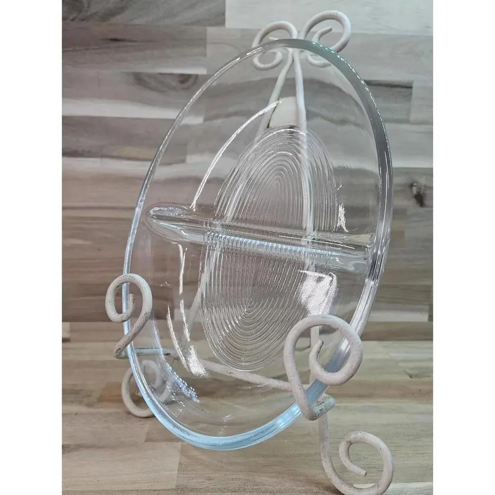 Vintage Glasbake J-558 Clear Glass Divided Oval Serving Dish - 10